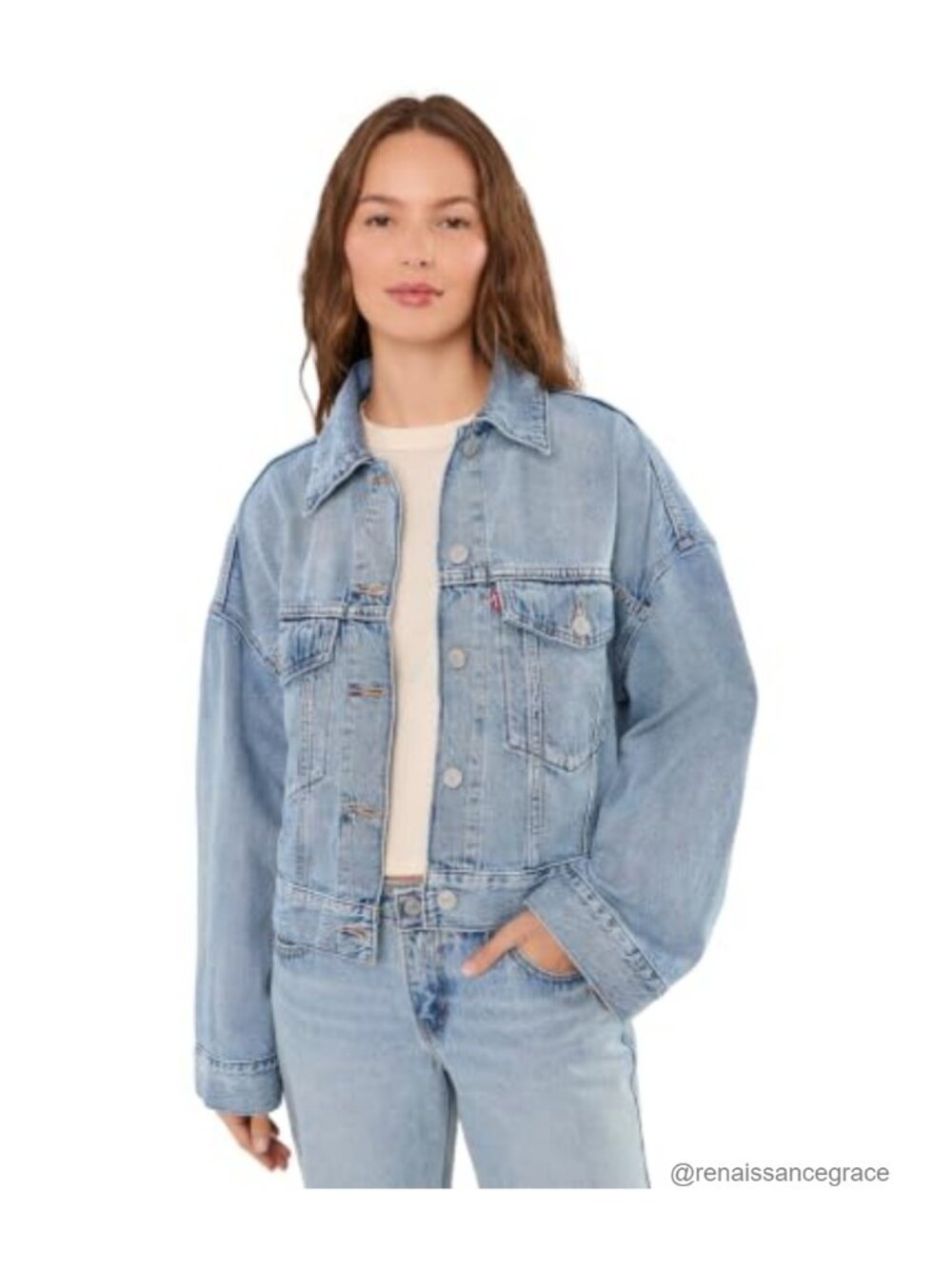 Levi's Loose Crop Trucker Denim Jacket 100% Cotton